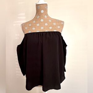 Off The Shoulder Summer Flowy Black Top